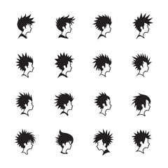 Obraz premium Stylized hair silhouettes vector art illustration 