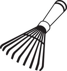 Hand rake Rustic Tool for Gardening, Silhouette vector art illustration with a white background