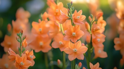 Vibrant orange flowers blooming in sunlit garden
