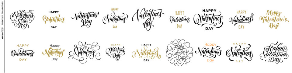 Valentine's Day text greetings and lettering designs. Elegant, artistic vector elements for holiday cards, love-themed postcards, and sale or promo banner on Valentines day. © Ron Dale
