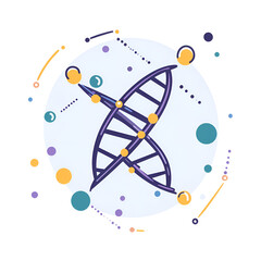 Fototapeta premium Colorful abstract illustration of a DNA double helix surrounded by geometric shapes 