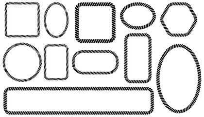 Big set of braided rope frames. Collection of borders in the shape of square, circle and hexagon. © _aine_