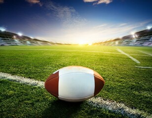 rugby ball on green field