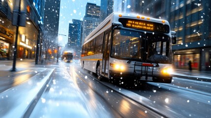 Fototapeta premium Golden Hour Winter Urban Commute