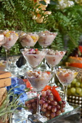 party buffet tasty finger food, savory and sweet dinner