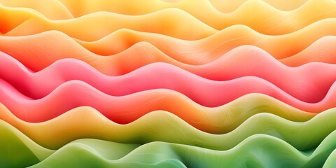 A tropical fruit-inspired gradient of mango orange, papaya pink, and kiwi green fading into vibrant waves.