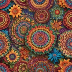 Multicolor floral arrangements interwoven 