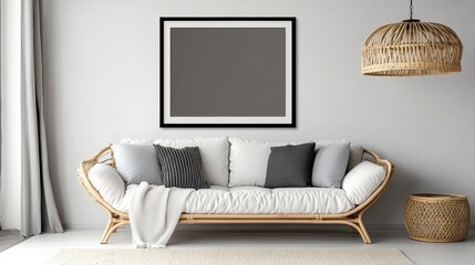 Modern Minimalist Living Room with Cozy Sofa and Natural Decor