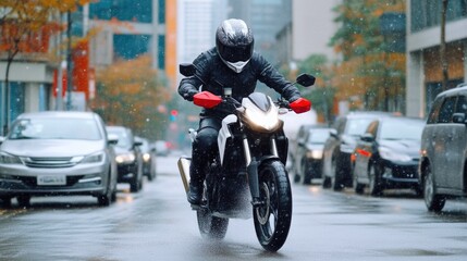 Snow-Covered Road Challenges Motorcyclist