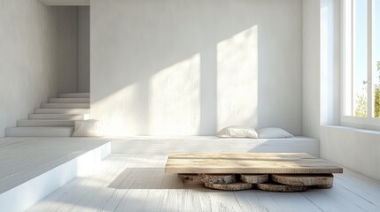 Minimalist Interior Design with Natural Light and Wooden Elements