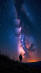 Fototapeta premium perseids-meteor-shower-and-the-milky-way-silhouett 