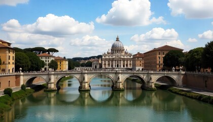 Obraz premium st-peters-cathedral-over-the-aelian-bridge-rome-it 