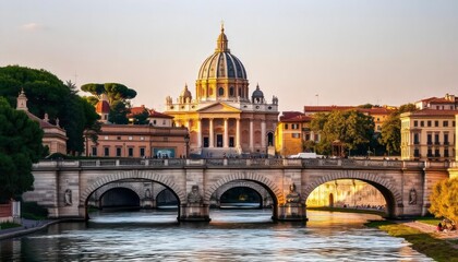 Naklejka premium t-peters-cathedral-over-the-aelian-bridge-rome-it