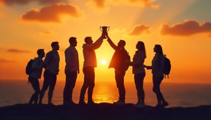 Fototapeta premium success-of-teamwork-joint-achievement-of-goal