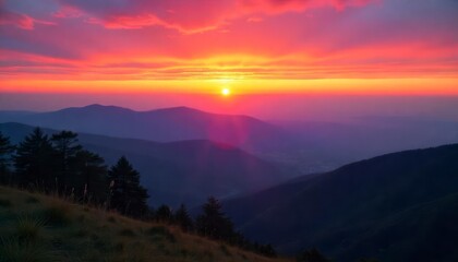 Fototapeta premium sunset-from-karakate-over-the-mountains-of-gipuzko