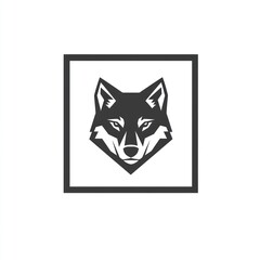 Wolf head logo design, geometric style, minimalist design, framed graphic