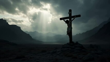 Dramatic Crucifixion Scene of Jesus Christ on the Cross for Easter
