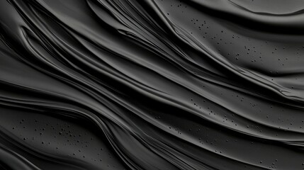 Obraz premium Abstract black liquid swirls create a dramatic, elegant texture. The deep shadows and subtle highlights add depth and visual interest.