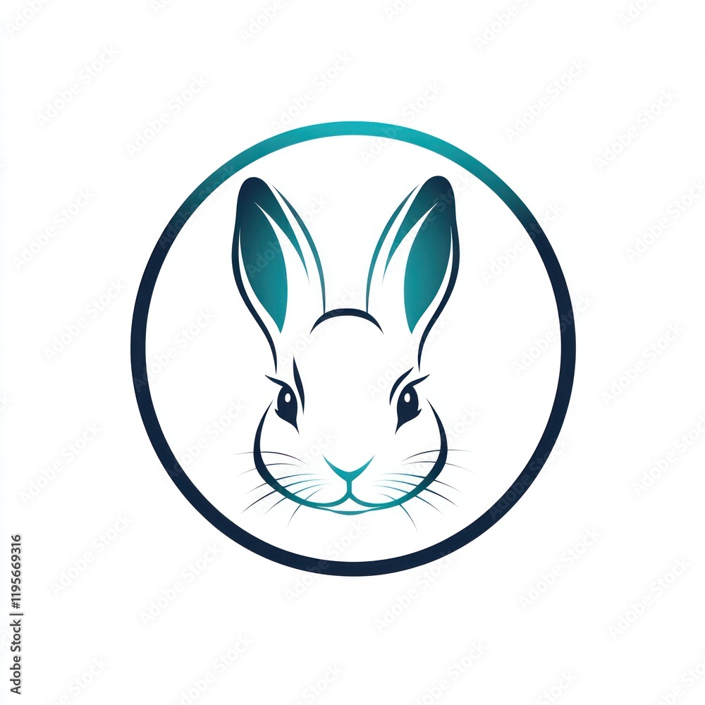 Canvas Prints Rabbit head in a teal-to-navy circle, logo-style graphic on a white background for diverse applications