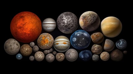 Celestial Bodies: A Scale Comparison of Planets and Moons