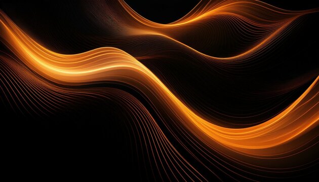 wallpaper abstract black wavy background with glowing orange lines creating a modern and futuristic design
