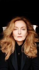 Fototapeta premium Plump middle-aged woman relaxing in back of a car intimate portrait urban setting candid view lifestyle concept