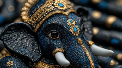 Obraz premium Colorful Decorative Lord Ganesha Sculpture: A Beautiful Symbol of Hinduism