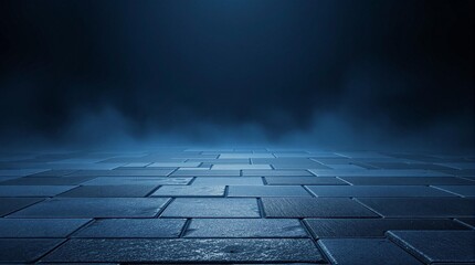 Dark Blue Mist Over Smooth Stone Floor For Cinematic Visuals Moody Branding And Minimalist Design...