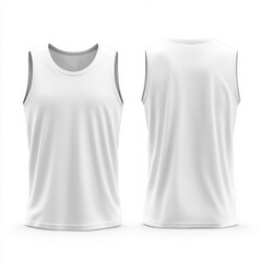 White sleeveless shirt mockup, front and back views, isolated on white background. (1)