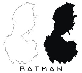 Batman city Turkey map outline and black silhouette vector