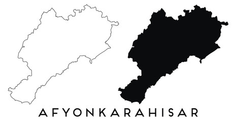 Afyonkarahisar Turkey map outline and black silhouette vector