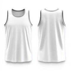 White sleeveless athletic shirt, front and back view.