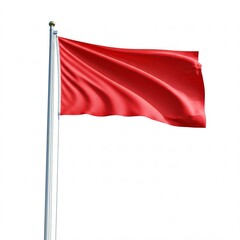 Red waving flag on a flagpole