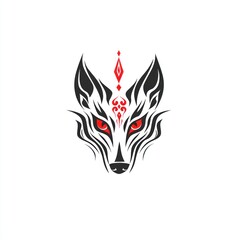 Naklejka premium Tribal fox head logo design, minimalist style