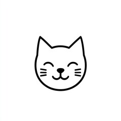 Fototapeta premium Smiling cat head, isolated on white, simple graphic, for use in web design or logo