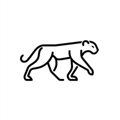 Fototapeta premium Simple line art of a walking leopard