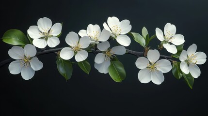 Obraz premium Elegant white blossoms on dark background capturing spring serenity