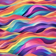 Fototapeta premium Seamless rainbow abstract wavy line pattern