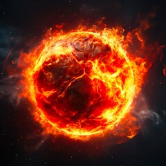 Blazing Fireball Exploding in Yellow and Orange Flames: Apocalyptic Detonation