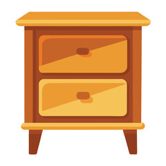 Wood Nightstand Vector Illustration - Cartoon, Clipart & Line Art Design.eps