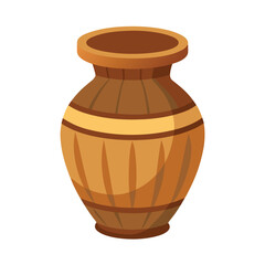 Empty Wooden Vase Vector Illustration - Cartoon, Clipart & Line Art Design.eps