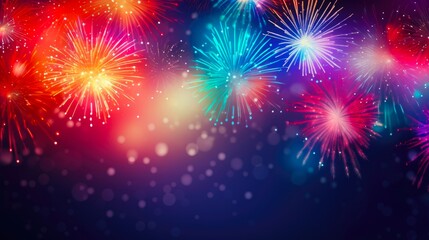 Fototapeta premium Colorful Firework Celebration - Abstract Background with Space for Copy. Perfect for Event, Party, New Year Colours and Lights