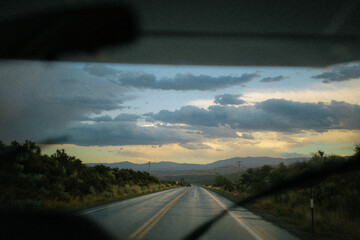 window view of nature roadtrip inside of RV, roadtrip to national forest
