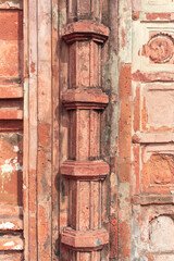religious carvings on wall of Garh Panchakot Pancharatna temple, also known as Ras Mandir, 16th century Hindu terracotta temple built by Singh Deo dynasty of Panchkot. Now a popular travel destination
