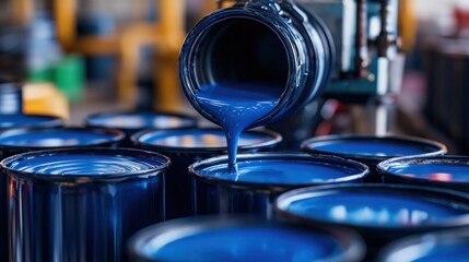 Automated blue paint filling factory line