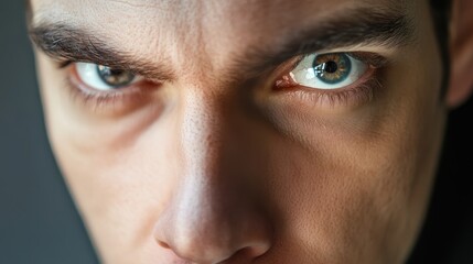 Intense gaze of young male with focused eyes