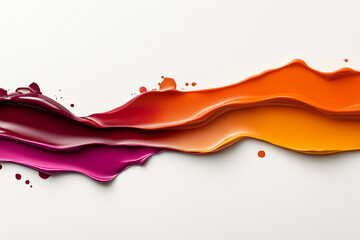 Abstract colorful oil paint brushstroke on a white canvas.