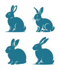 vector set silhouette of rabbit, bunny (artwork 1)