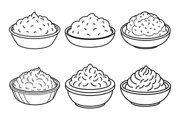 Mashed potatoes bundle icon vector on White Background ,Vector Art Illustration on white background.