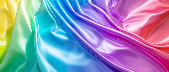Obraz premium A vibrant rainbow gradient shifting smoothly through all primary colors with a glossy effect.